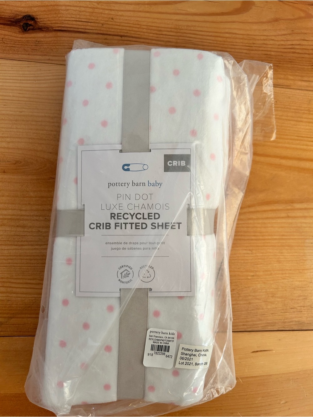 Pottery Barn Kids Pink Polka Dot Crib Sheet Recycled Polyester Brand New